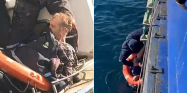 bozcaada feribotu denize atladı